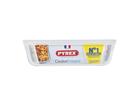 Recipiente rectangular Pyrex de 1,5 l - cocinar congelar con tapa de conservación del frescor