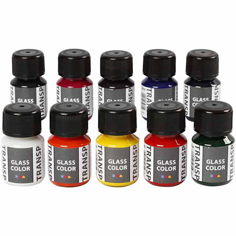 Color de vidrio de vidrio de creativ Company Color de pintura de vidrio transparente, 10x30ml