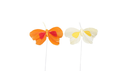 Pic w b. 48 butterflies k yellow orange 8 cm