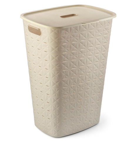 Cesto para la ropa Curver softex con tapa 56l blanco tiza 42x31,6x60cm