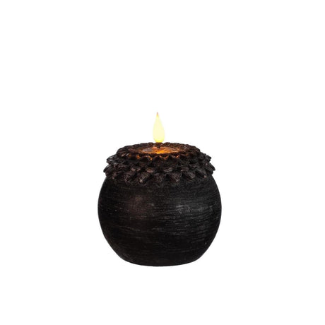Ideas 4 estaciones vela led cera flor perla negro ø9xh12cm