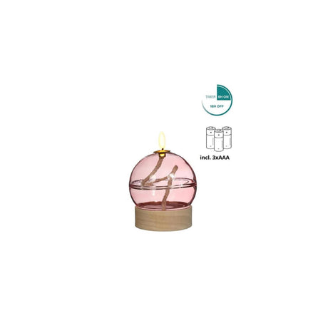 Ideas Lámpara de aceite LED 4 estaciones rosa con temporizador ã˜10xh13,5cm