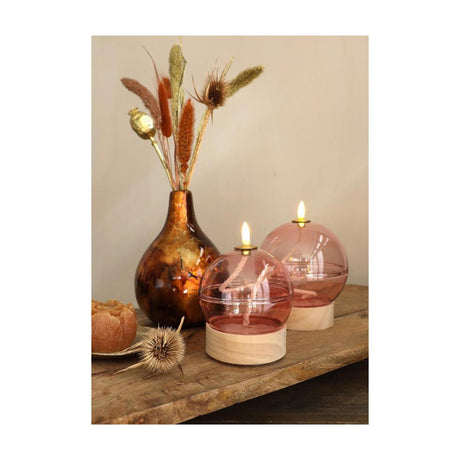 Ideas Lámpara de aceite LED 4 estaciones rosa con temporizador ã˜10xh13,5cm