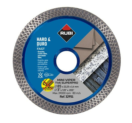 Rubi tva mini turbo viper - hoja de sierra de diamante - 85mm - para corte en seco - granito y porcelana