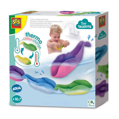 Ses creative - tinytallents - juguetes de baño montessori - peces en fila que cambian de color - 3 piezas - muchas opciones de juego - cambia de color según la temperatura del agua - juguete 1 año