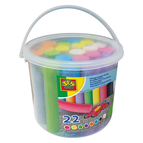 Ses creative ses - cubo de tiza para acera - 22 piezas - 8 colores incluido el negro - estimula la creatividad