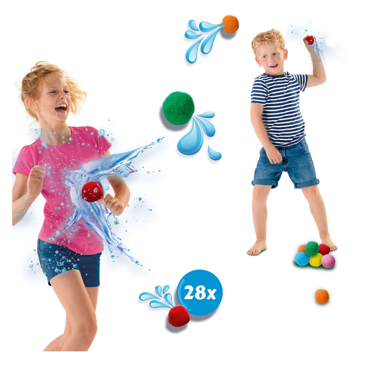 Ses creative ses - bolas de agua para salpicaduras - globos de agua reutilizables - se pueden usar secos y húmedos - colores alegres - 28 bolas por juego - alternativa al globo de agua - juego de verano al aire libre - juguetes para la piscina