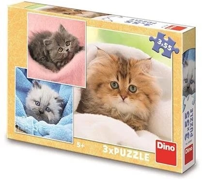 Dinotoys rompecabezas de dinosaurios - lindos gatitos - 3 x 55 piezas