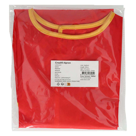 Delantal de pintura Creall rojo medio - delantal desordenado - delantal artesanal - 5-8 años - lavable - calidad profesional - utilizado en escuelas y guarderías