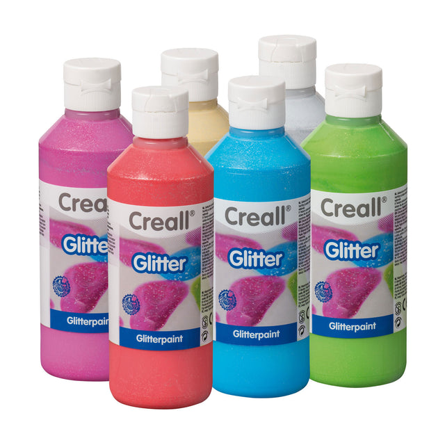 Pintura con purpurina Creall, 6x250ml.