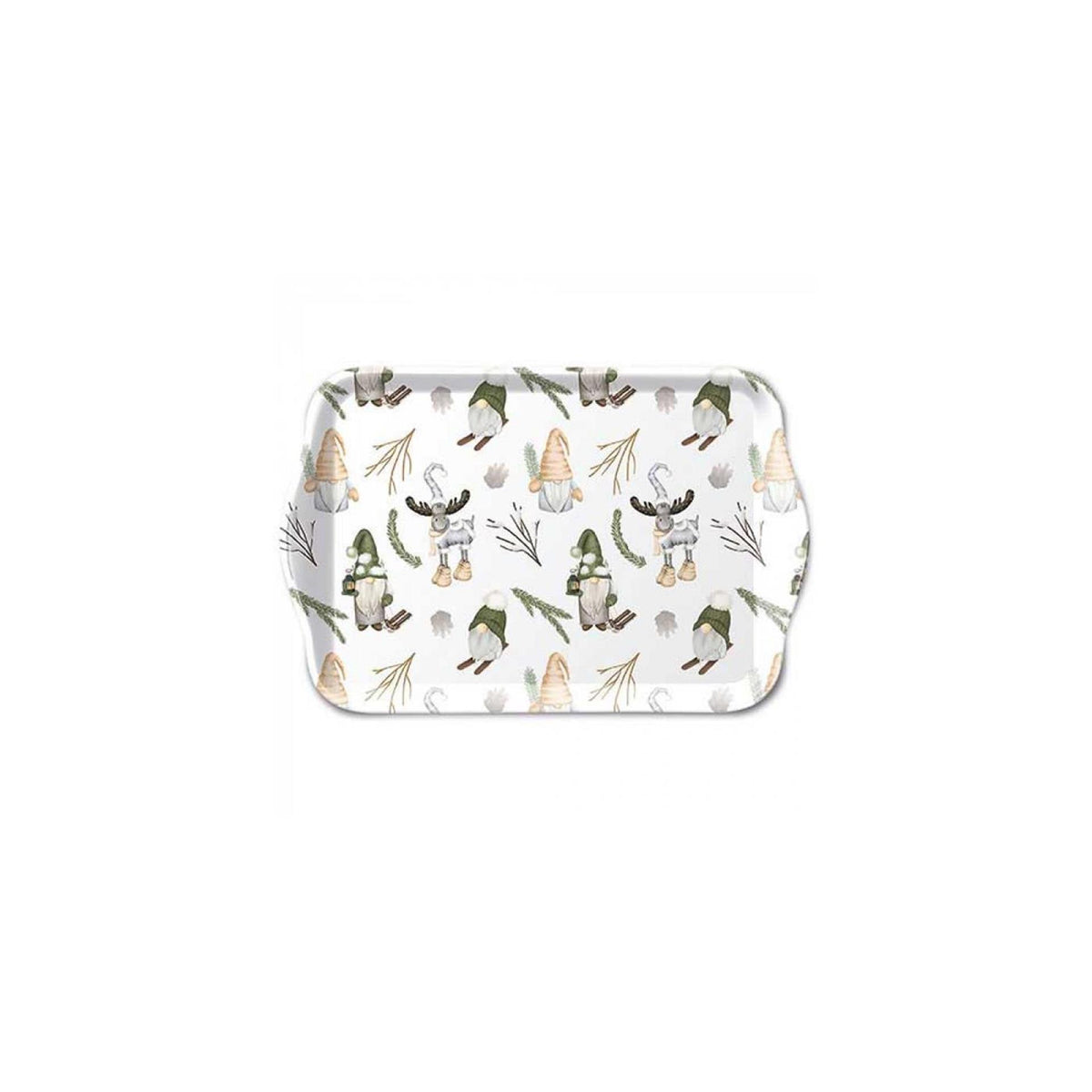 Bandeja Ambiente melamina 13x21cm gnomos del bosque blanco