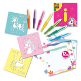 Ses creative - unicornio - rotuladores aerografo - manualidades niña - 12 cartas de colores - lavable de la ropa - a partir de 5 años