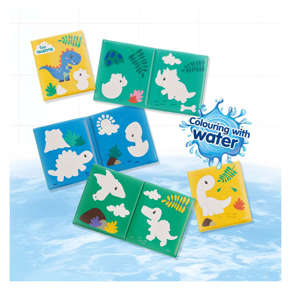 Libro de baño Ses - colorear con dinosaurios de agua