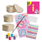 Ses creative - hobby rosa - unicornio - pintura diamante - manualidades niña - joyeros de madera - a partir de 5 años