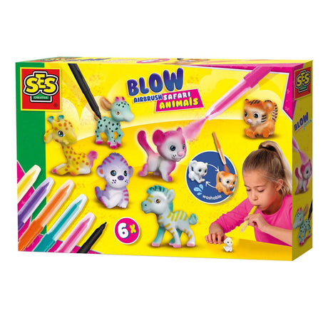 Rotuladores con aerógrafo Ses Blow - animales de safari, 6 uds.
