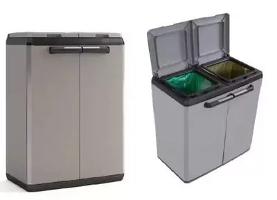 Contenedor de basura para exterior Keter Split Premium - 68x39x92cm - negro gris