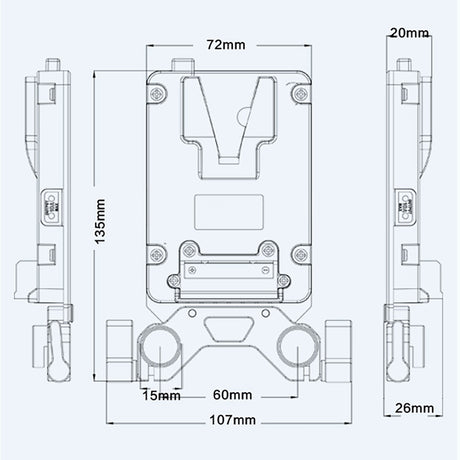 Placa de batería rolux mini v-mount rl-ac13s