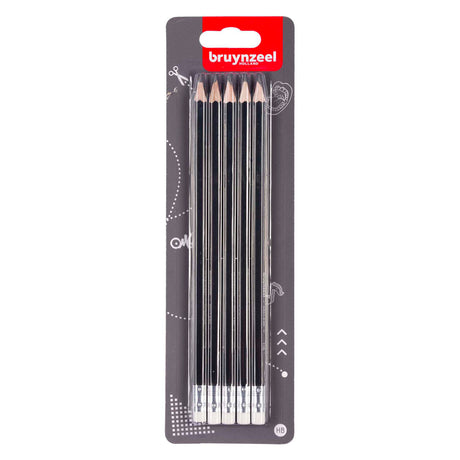 Juego de lápices de grafito Bruynzeel, 5 lápices HB con goma de borrar