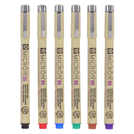 Plumier Sakura pigma micron 05 con 6 colores básicos