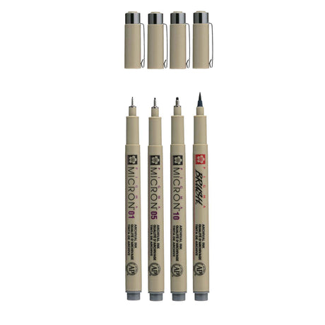 Juego de rotuladores finos Sakura pigma micron | 4 tamaños, gris frío