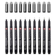 Sakura • set pigma micron edición negra + bolsa gratis | 10 bolígrafos, negros