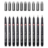 Sakura • set pigma micron edición negra + bolsa gratis | 10 bolígrafos, negros