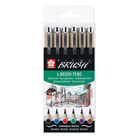Set de brochas Sakura pigma estuche 6 colores básicos