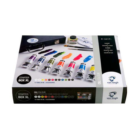 Caja inicial de pintura al óleo Bruynzeel van gogh xl, 12x40ml y accesorios