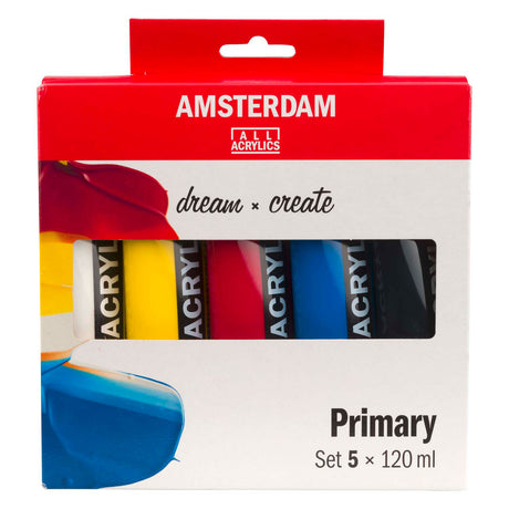 Juego primario de pintura acrílica Bruynzeel amsterdam serie estándar 120 ml, 5 piezas.