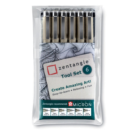 Rotuladores finos Sakura zentangle pigma micron, 6 uds.