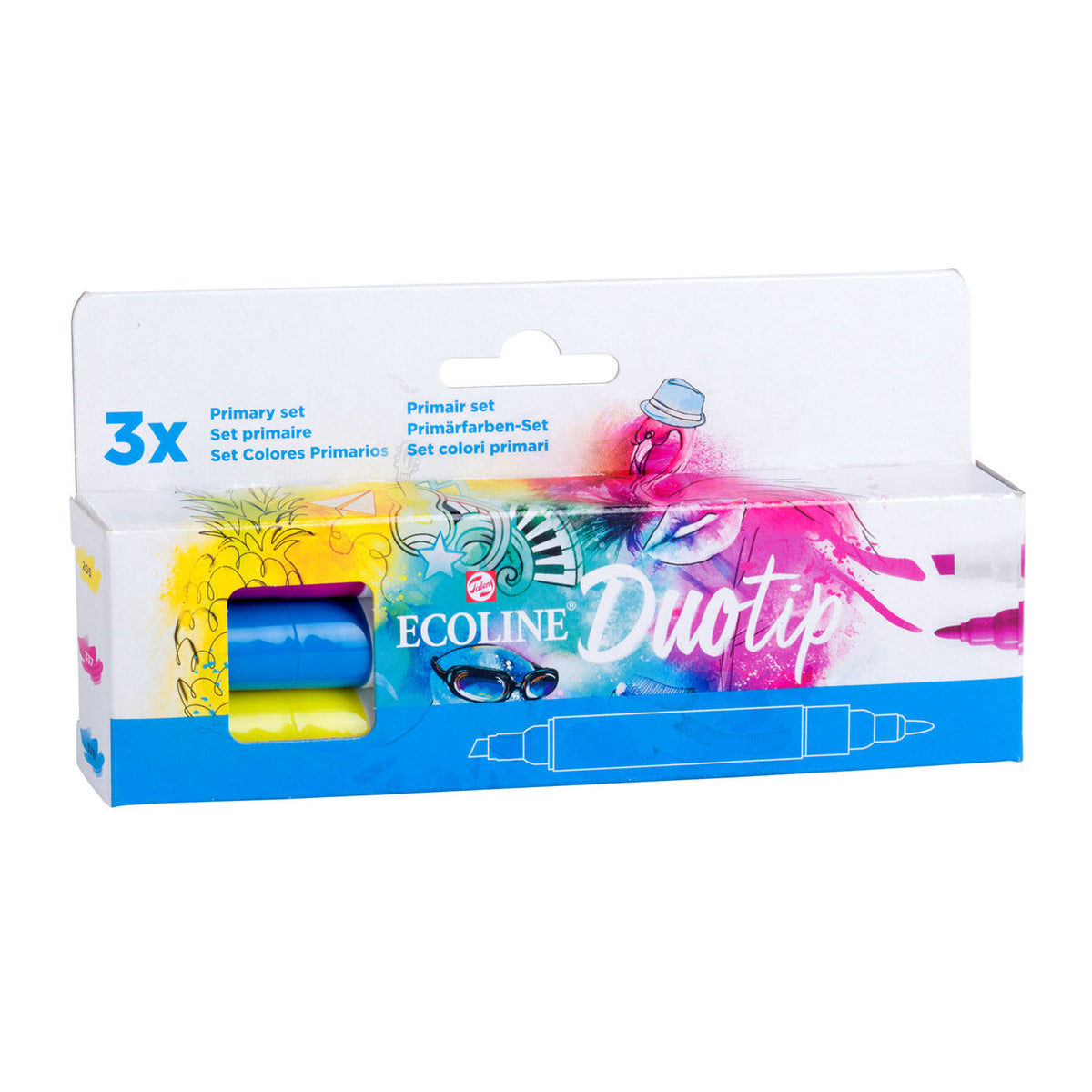 Juego primario de rotuladores Talens ecoline duotip, 3 uds.