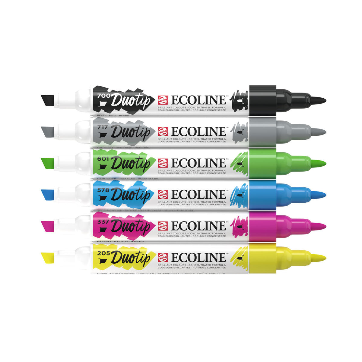 Juego básico de rotuladores Talens ecoline duotip, 6 uds.