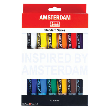 Conjunto de selección general de pintura acrílica serie estándar Amsterdam | 12 × 20ml