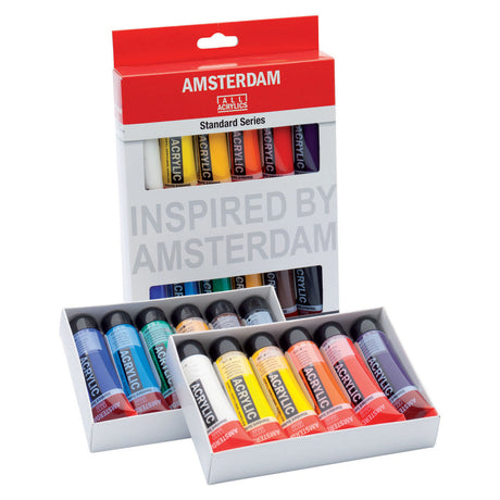 Conjunto de selección general de pintura acrílica serie estándar Amsterdam | 12 × 20ml