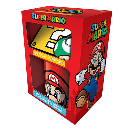 Set de regalo de Super Mario: taza, llavero con posavasos
