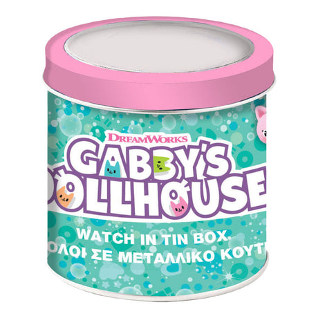 Reloj de casa de muñecas de Gabby en hojalata.