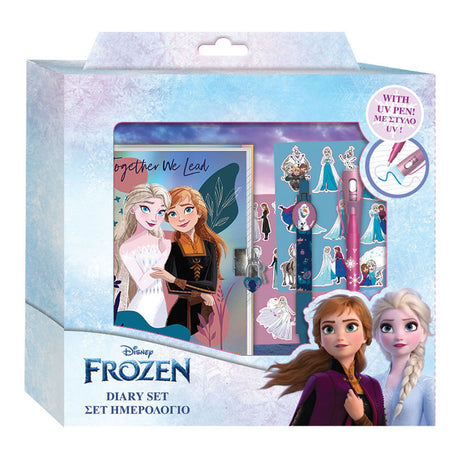Diario disney frozen 2 con candado, rotuladores mágicos y pegatinas