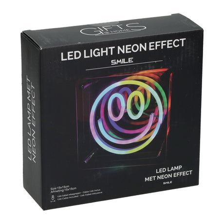 Lámpara LED neón cara feliz 15x15 cm
