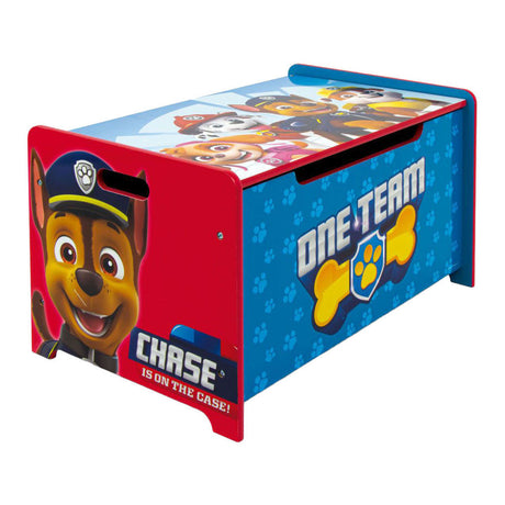 Caja de juguetes de madera de la patrulla canina