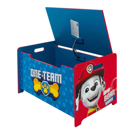 Caja de juguetes de madera de la patrulla canina