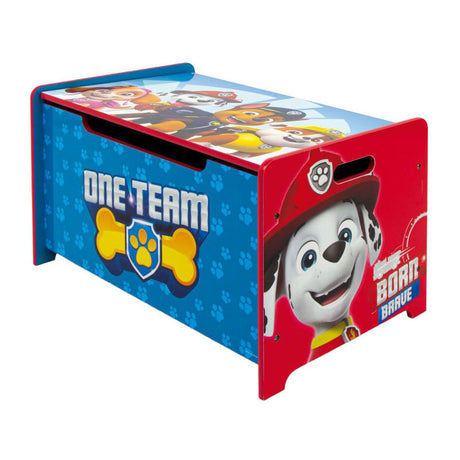 Caja de juguetes de madera de la patrulla canina