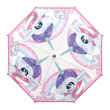 Unicornio paraguas transparente