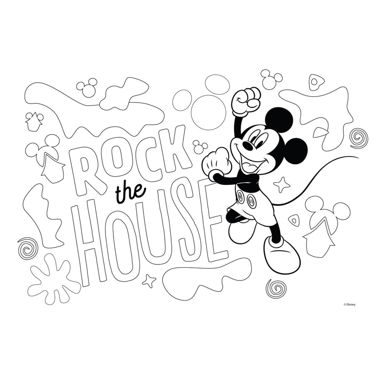 Páginas para colorear de Mickey Mouse Mickey Mouse con plantilla y pegatina