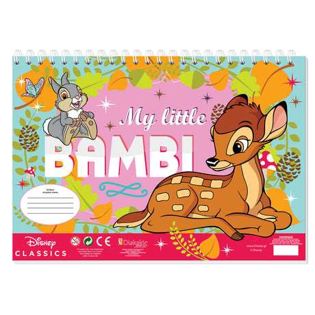 Dibujos para colorear de Disney Bambi con plantilla y hoja de pegatinas
