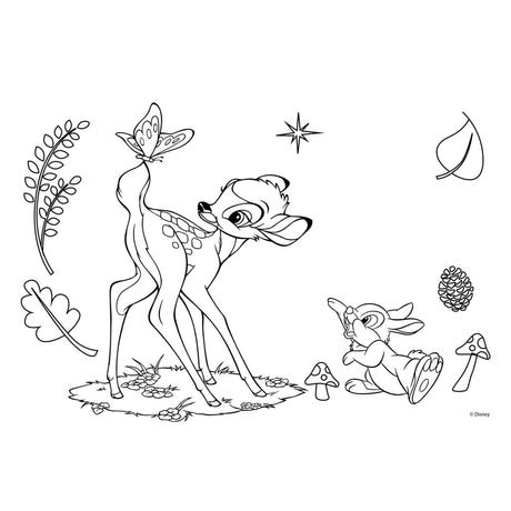Dibujos para colorear de Disney Bambi con plantilla y hoja de pegatinas