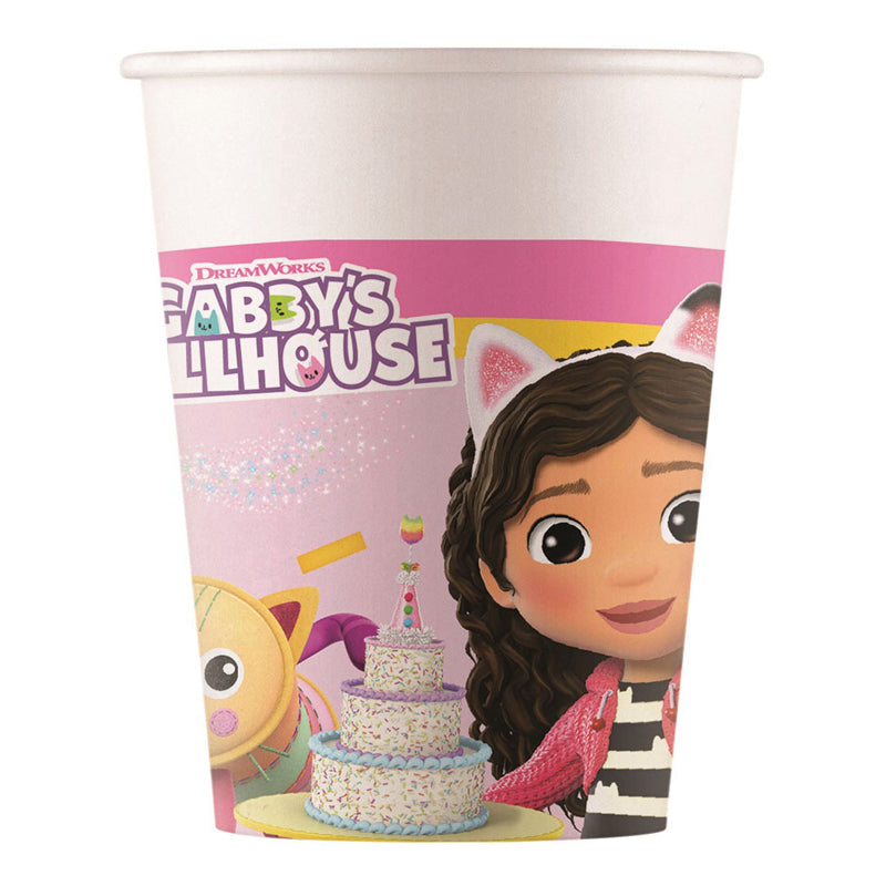 Vasos de papel casa de muñecas gabby, 8 uds.