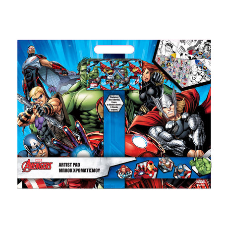 Bloc de dibujo de Los Vengadores con pegatinas y 3 crayones, 40 hojas