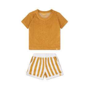 Flujo | Conjunto niño playa amarillo y blanco – rizo