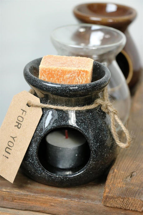 Quemador aromático Ideas 4 estaciones Vesubio cerámica negro ã˜10x10cm