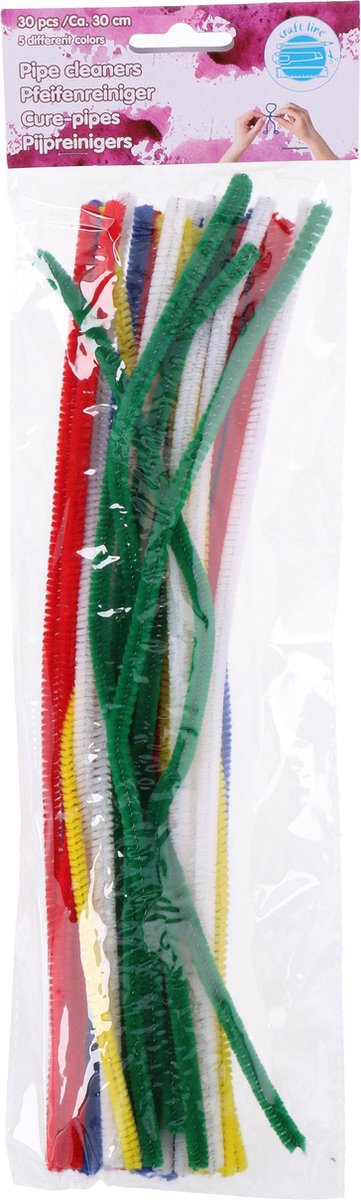 Edco craft line alambres de chenilla - 30 piezas - limpiapipas manualidades 30 cm - alambre de chenilla multicolor 5 colores - material para manualidades niños